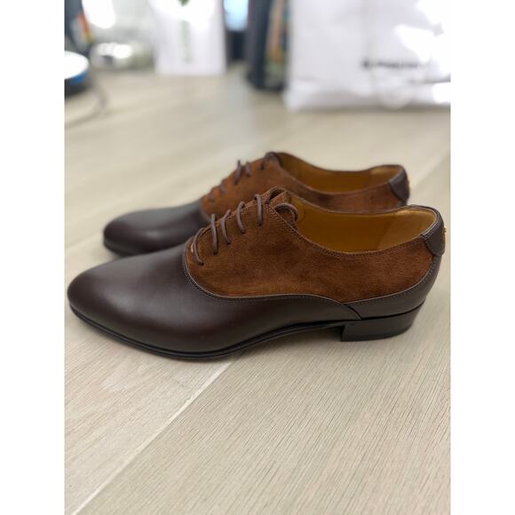 Gucci Men Lace up oxford shoe in double G Dark brown leather Size 8.5 main image 9
